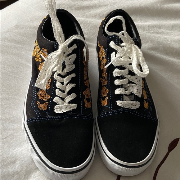 Vans Day of the Dead Dia de los Muertos Black Skater Shoes 7 EUC - Picture 3 of 7